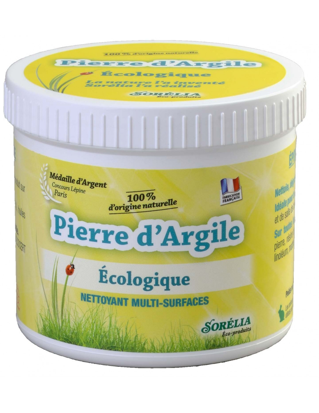 Pierre d'Argile 500 gr, Pierre Blanche Naturelle de Nettoyage et son  Éponge Épaisse